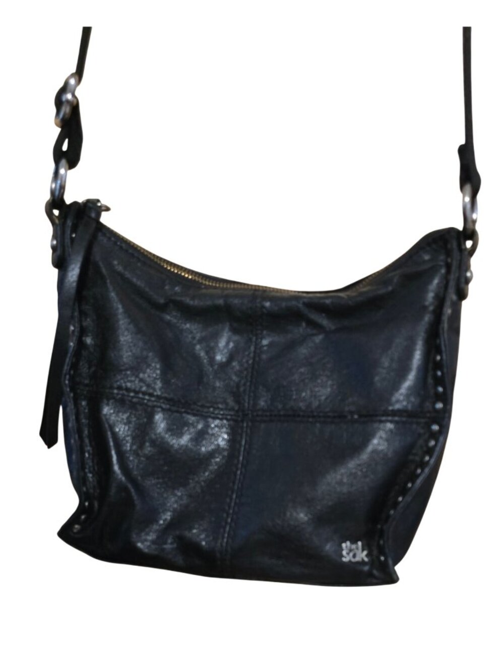 The Sak Womens Leather Crossbody Bag Black Stud Detail Stylish
